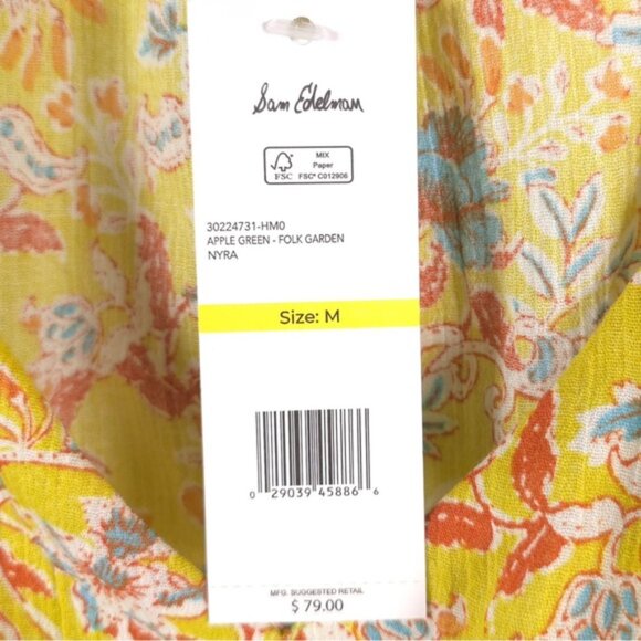 NWT Sam Edelman Nyra Cotton Flutter-Sleeve Top Blouse Peplum Waist Floral MEDIUM - Picture 13 of 13